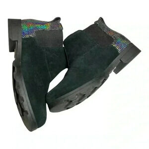 Sorel Women's Black Suede Iridescent Waterproof Booties Size 5 Preowned